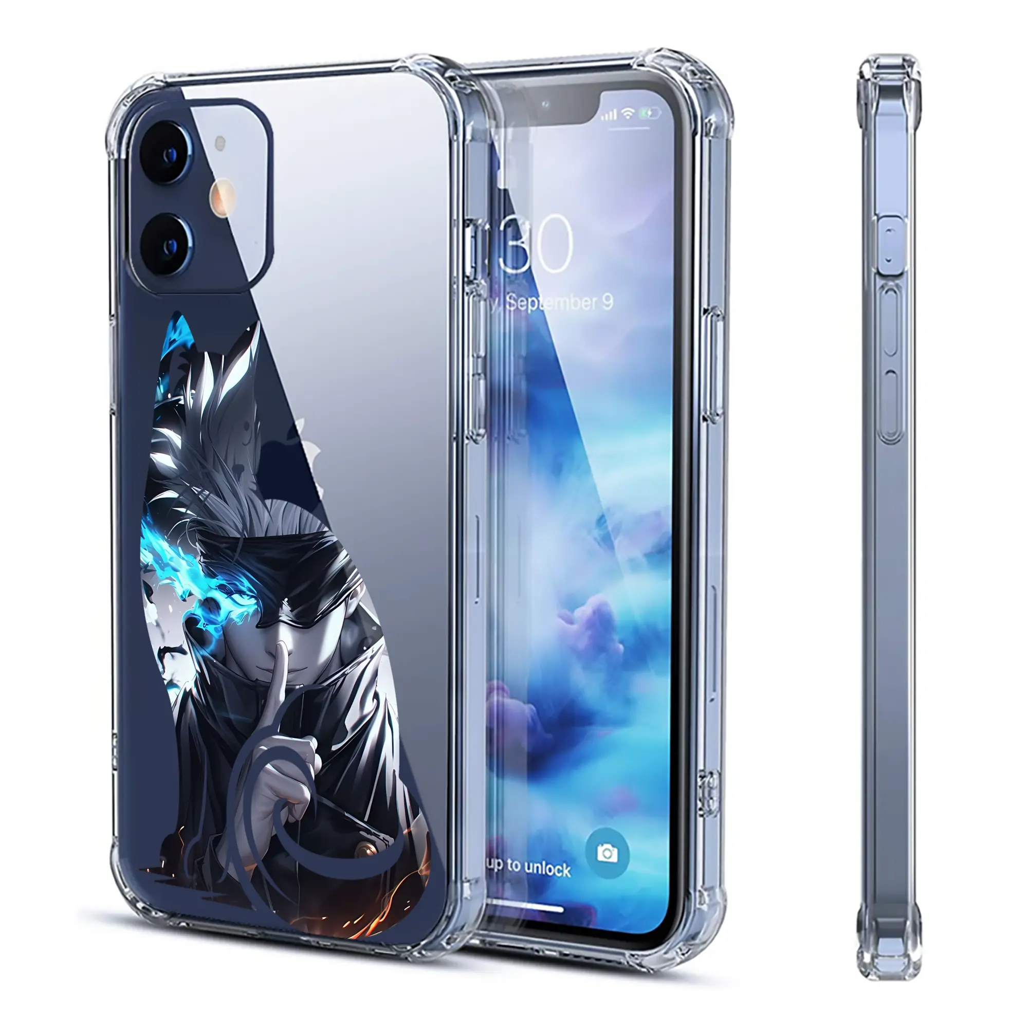 呪術廻戦 グッズ,五条 悟 - IPhone 12シリーズ対応 ・ 透明スマホケース ・ クリアソフトケース ・ TPU素材 ・ 耐衝撃 ・ 高密着 ・ 防汚 防指紋 ・ 簡単着脱